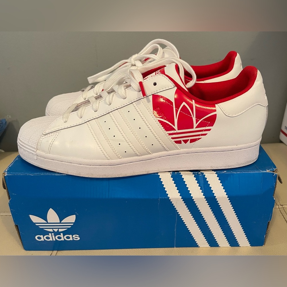 Adidas Sneakers Originals Superstar Trefoil Scarlet Red Size 12 Worn 1ce